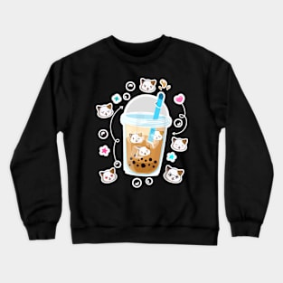 Cat Boba Ea Bubble Ea Anime Kawaii Neko Funny Cat Boba Ea Crewneck Sweatshirt